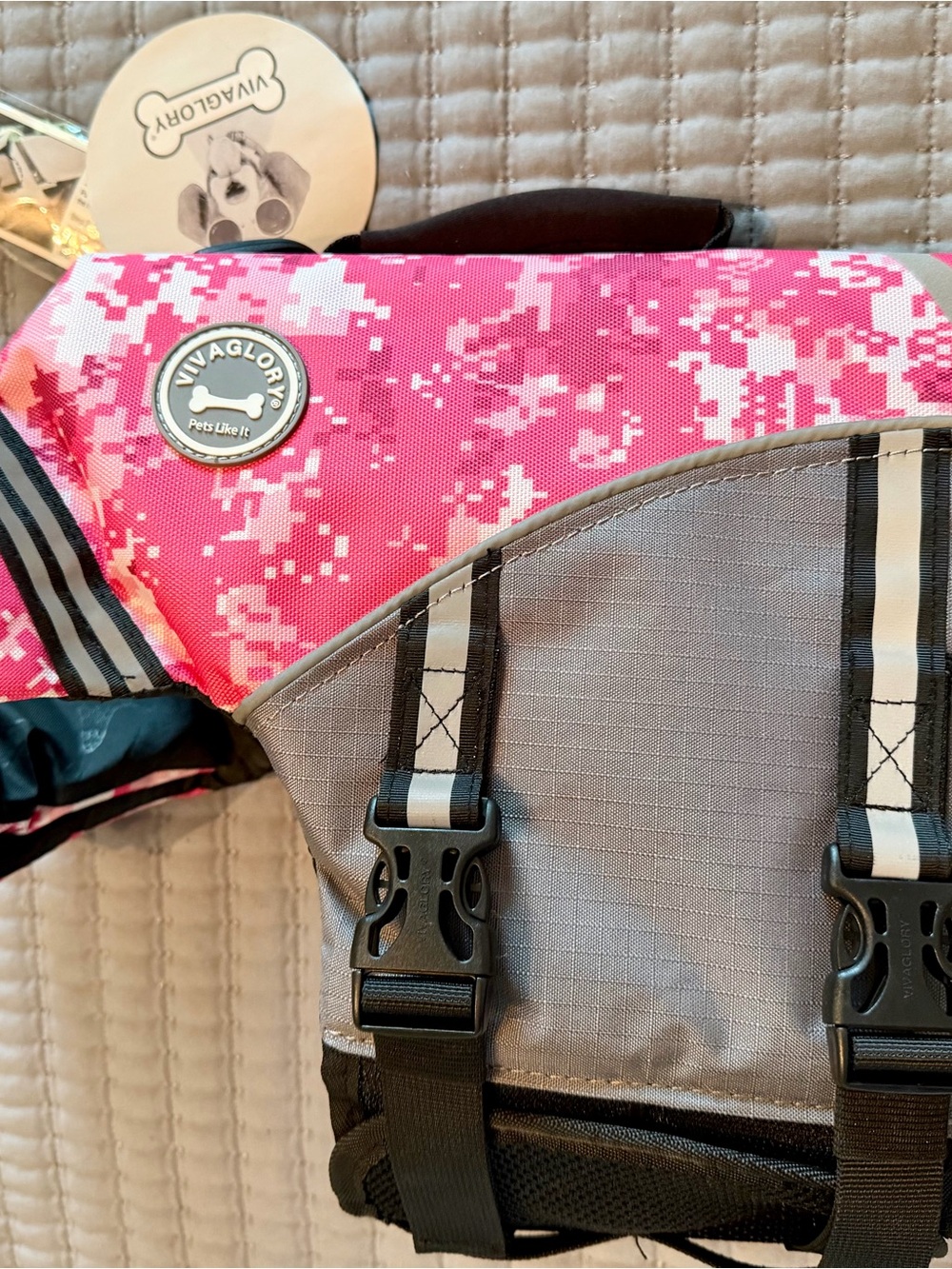 Oxford Pink and Gray Dog Life Jacket